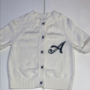 Aeropostale White and Blue Knit Cardigan Sweater